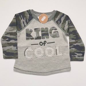 NWT Mud Pie Toddler Boy “King of Cool” Long Sleeve Camo Tee